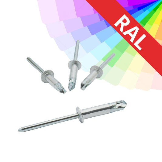 Schnellniete 4 x 15 Aluminium / verzinkt, Bohrung L, lackiert, RAL POPTAT, VE. 400 Stck.
